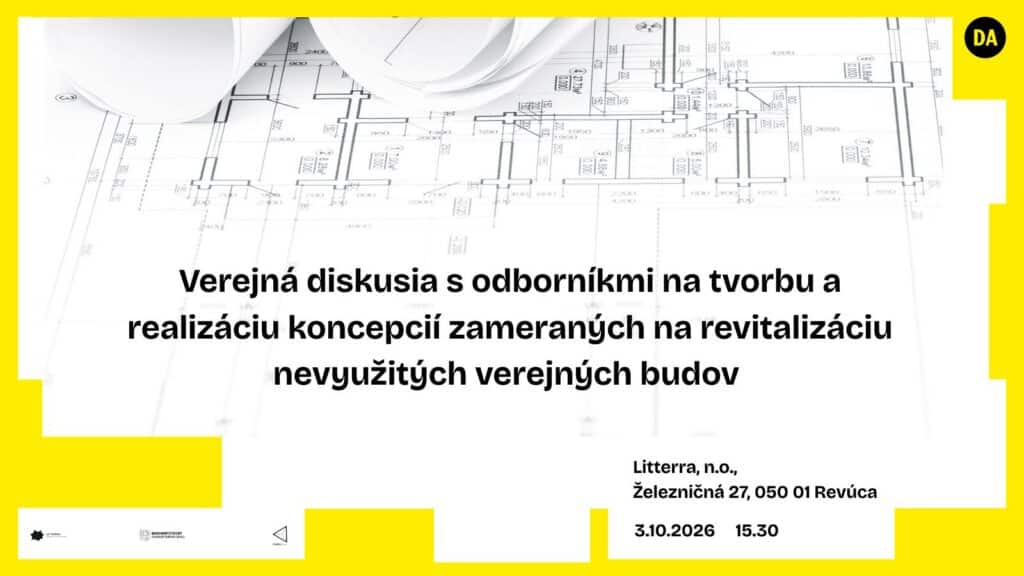 Plagát podujatia Deň architektúry — komentovaná prehliadka revitalizácie Litterry v Revúcej