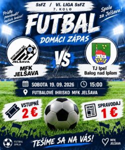 FUTBALOVÝ ZÁPAS MFK JELŠAVA – VI. LIGA SSFZ, 7. KOLO