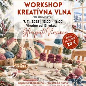 Plagát workshopu Kreatívna vlna — vianočné dekorácie v Revúcej, ručné práce a DIY