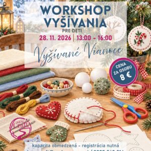 Workshop vyšívania pre deti s vianočnými motívmi v Revúcej — vytváranie tradičných textilných ozdôb
