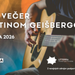 Portrét Martina Geišberga s gitarou, pozýva na letný koncert v Revúcej.