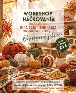 Workshop háčkovania tekvíc v jesenných farbách — tvorivé dielňa v Revúcej