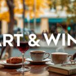 Plagát Art & Wine - Za oknom kaviarne v Revúcej, podujatie spájajúce umenie, vino a kaviarenskú atmosféru