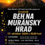 Plagát tretieho ročníka Behu na Muránsky hrad — trailový beh s prevýšením 550 metrov v Muráni