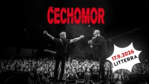 Plagát koncertu českej legendy Čechomor v Revúcej — folk-rockový večer s autentickou hudbou