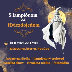 Plagát podujatia S Lampiónom za Hviezdojedom — večer s magickými svetlami a interaktívnou hrou v Revúcej