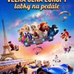 Plagát letného kina v Jelšave — animovaný film Veľká cena Európy s detskými pretekmi po Európe
