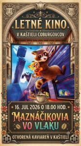 Letné kino v kaštieli Coburgovcov v Jelšave — animovaný film Maznáčikovia vo vlaku