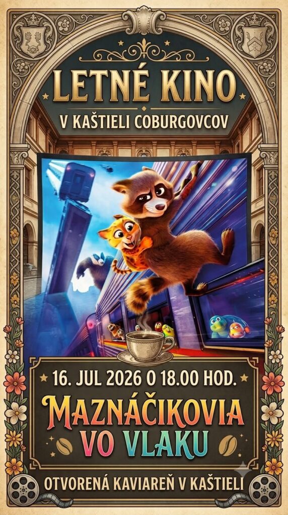 Letné kino v kaštieli Coburgovcov v Jelšave — animovaný film Maznáčikovia vo vlaku