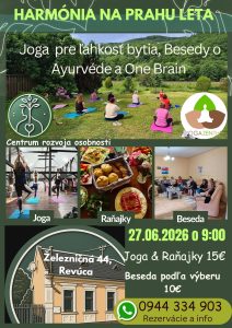 Plagát podujatia Harmónia na prahu leta — joga, Ayurvéda a wellness v Revúcej