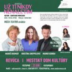 Plagát divadelnej kométie Už ti nikto nenaletím — vtipná hra o neočakávaných stretnutiach v Revúcej